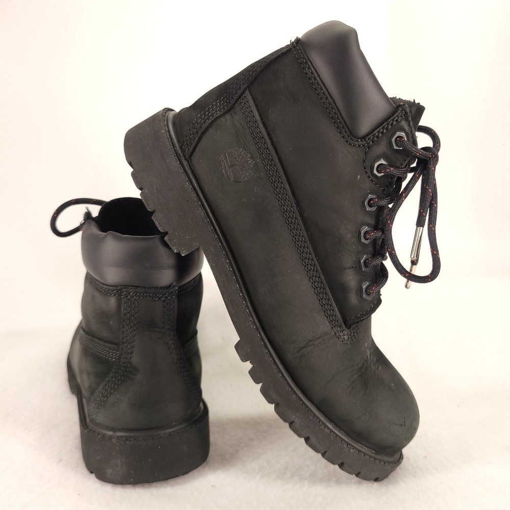 Timberland Boots Youth 3M 6-Inch Waterproof Black Leather Lace Up Insulated